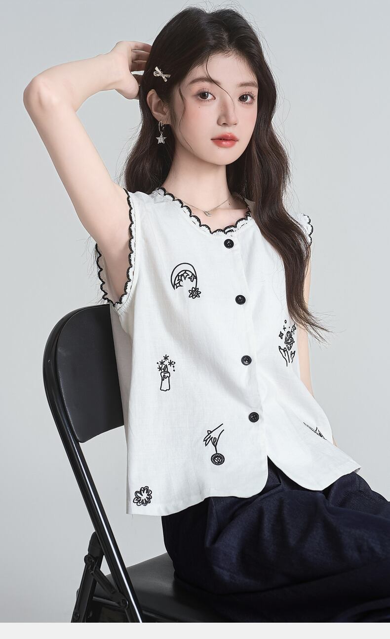 海外トレンド カジュアル 好感度UP 袖なし Tシャツ ＜U-11965＞
