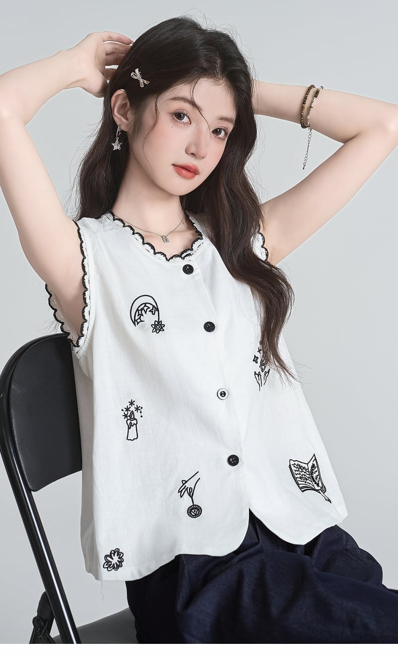 海外トレンド カジュアル 好感度UP 袖なし Tシャツ ＜U-11965＞