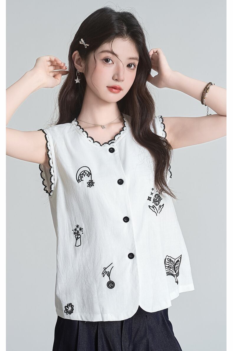 海外トレンド カジュアル 好感度UP 袖なし Tシャツ ＜U-11965＞